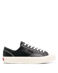 schwarze und weiße Leder niedrige Sneakers von Superga