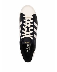 schwarze und weiße Leder niedrige Sneakers von adidas