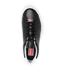 schwarze und weiße Leder niedrige Sneakers von Kenzo