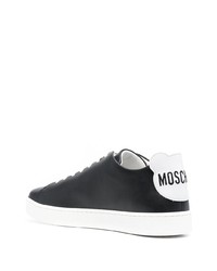 schwarze und weiße Leder niedrige Sneakers von Moschino