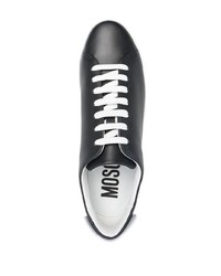 schwarze und weiße Leder niedrige Sneakers von Moschino