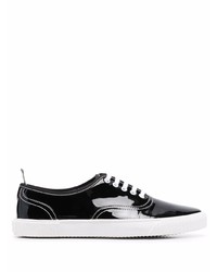 schwarze und weiße Leder niedrige Sneakers von Thom Browne