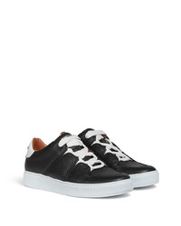 schwarze und weiße Leder niedrige Sneakers von Ermenegildo Zegna