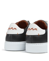 schwarze und weiße Leder niedrige Sneakers von Ermenegildo Zegna