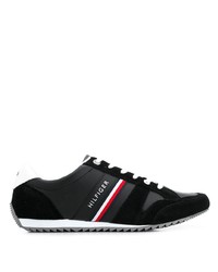 schwarze und weiße Leder niedrige Sneakers von Tommy Hilfiger