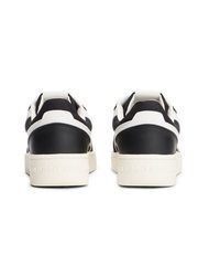schwarze und weiße Leder niedrige Sneakers von Tommy Jeans