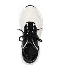 schwarze und weiße Leder niedrige Sneakers von Just Cavalli