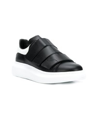 schwarze und weiße Leder niedrige Sneakers von Alexander McQueen