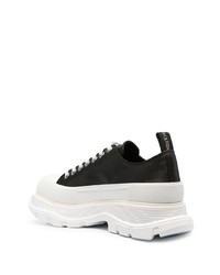 schwarze und weiße Leder niedrige Sneakers von Alexander McQueen