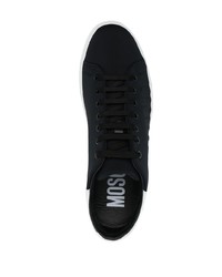 schwarze und weiße Leder niedrige Sneakers von Moschino