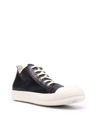 schwarze und weiße Leder niedrige Sneakers von Rick Owens DRKSHDW