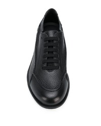 schwarze und weiße Leder niedrige Sneakers von Giorgio Armani