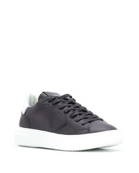 schwarze und weiße Leder niedrige Sneakers von Philippe Model Paris