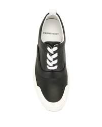 schwarze und weiße Leder niedrige Sneakers von Pierre Hardy