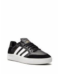 schwarze und weiße Leder niedrige Sneakers von adidas