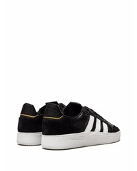 schwarze und weiße Leder niedrige Sneakers von adidas