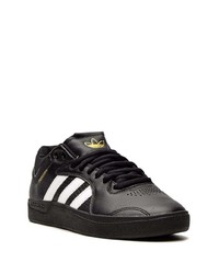 schwarze und weiße Leder niedrige Sneakers von adidas