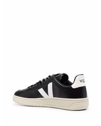 schwarze und weiße Leder niedrige Sneakers von Veja