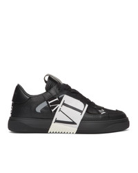 schwarze und weiße Leder niedrige Sneakers von Valentino