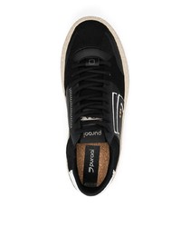 schwarze und weiße Leder niedrige Sneakers von Puraai