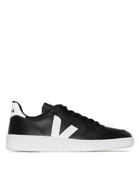 schwarze und weiße Leder niedrige Sneakers von Veja
