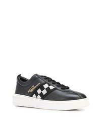 schwarze und weiße Leder niedrige Sneakers von Bally