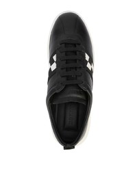 schwarze und weiße Leder niedrige Sneakers von Bally