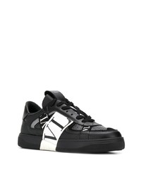 schwarze und weiße Leder niedrige Sneakers von Valentino Garavani