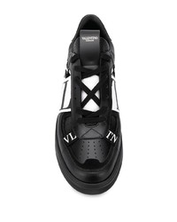 schwarze und weiße Leder niedrige Sneakers von Valentino Garavani