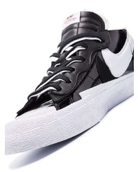 schwarze und weiße Leder niedrige Sneakers von Nike