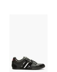schwarze und weiße Leder niedrige Sneakers von Y-3