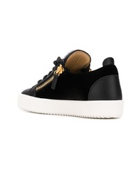 schwarze und weiße Leder niedrige Sneakers von Giuseppe Zanotti Design