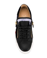 schwarze und weiße Leder niedrige Sneakers von Giuseppe Zanotti Design