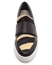 schwarze und weiße Leder plateau Slippers von Loeffler Randall