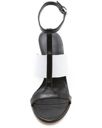 schwarze und weiße Leder Sandaletten von Sigerson Morrison