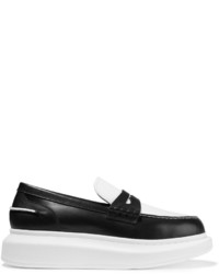 schwarze und weiße Leder Slipper von Alexander McQueen