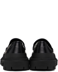 schwarze und weiße Leder Slipper von Dolce & Gabbana