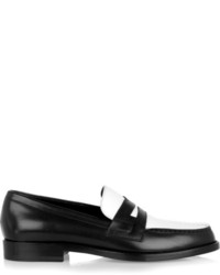 schwarze und weiße Leder Slipper von Saint Laurent