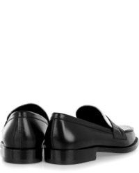 schwarze und weiße Leder Slipper von Saint Laurent