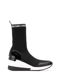 schwarze und weiße Leder Stiefeletten von MICHAEL Michael Kors