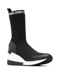 schwarze und weiße Leder Stiefeletten von MICHAEL Michael Kors