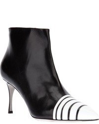 schwarze und weiße Leder Stiefeletten von Sergio Rossi