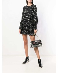 schwarze und weiße Leder Umhängetasche mit Hahnentritt-Muster von Dolce & Gabbana