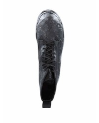 schwarze und weiße Lederarbeitsstiefel von Balenciaga