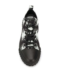 schwarze und weiße Mit Batikmuster Segeltuch niedrige Sneakers von Giuseppe Zanotti
