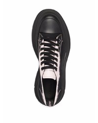 schwarze und weiße Mit Batikmuster Segeltuch niedrige Sneakers von Alexander McQueen