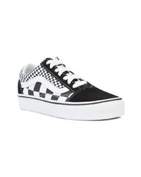 schwarze und weiße niedrige Sneakers mit Karomuster von Vans