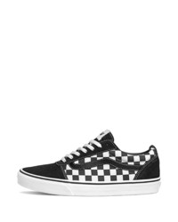 schwarze und weiße niedrige Sneakers mit Karomuster von Vans