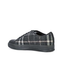 schwarze und weiße niedrige Sneakers mit Schottenmuster von Lanvin
