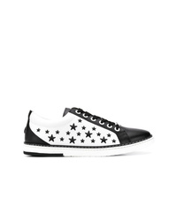 schwarze und weiße niedrige Sneakers mit Sternenmuster von Jimmy Choo